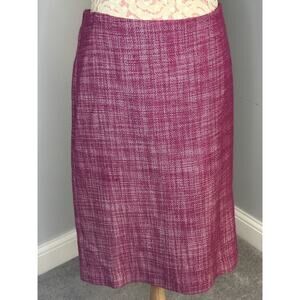 GUC Talbots Petites Women's Pink Linen Blend Lined Pencil Skirt Sz 14 READ